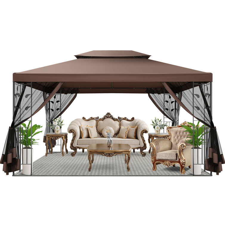 DreamDwell Home Double Roof 13 Ft. W x 10 Ft. D Steel Patio Gazebo